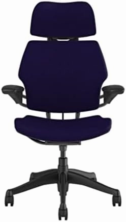 Humanscale Freedom Office Chair with Headrest - Ergonomic Work Chair with Standard Height Adjustable Duron Arms - Wheels for Carpet - Graphite Frame with Deep Violet Corde 4 Fabric
