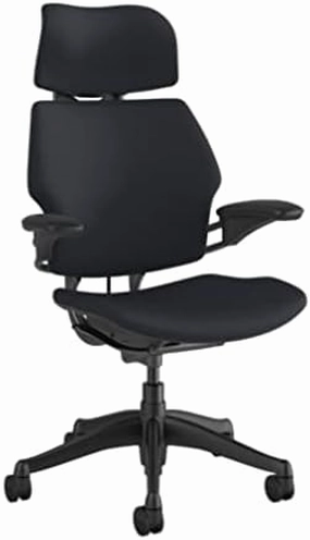 Humanscale Freedom Office Chair with Headrest - Ergonomic Work Chair with Standard Height Adjustable Duron Arms - Wheels for Carpet - Graphite Frame with Eggplant Lotus Fabric