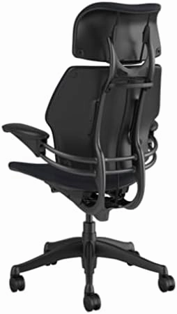 Humanscale Freedom Office Chair with Headrest - Ergonomic Work Chair with Standard Height Adjustable Duron Arms - Wheels for Carpet - Graphite Frame with Eggplant Lotus Fabric