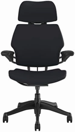 Humanscale Freedom Office Chair with Headrest - Ergonomic Work Chair with Standard Height Adjustable Duron Arms - Wheels for Carpet - Graphite Frame with Eggplant Lotus Fabric