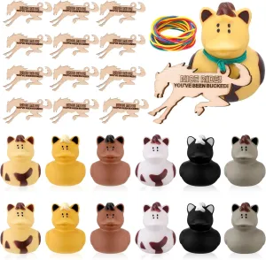 Hungdao 24 Set Horse Duck 2.36 Inch Bronco Rubber Duck with You've Been Bucked Tags Bucking Horse Duck Gifts for Hiding Carnival Cruise Racing Festival Prizes