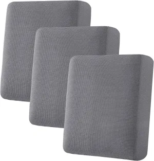 H.VERSAILTEX Super Stretch Couch Cushion Covers Individual Seat Couch Slipcover Sets Thick Jacquard Textured Twill Fabric (3 Piece Sofa Cushion Covers, Grey)