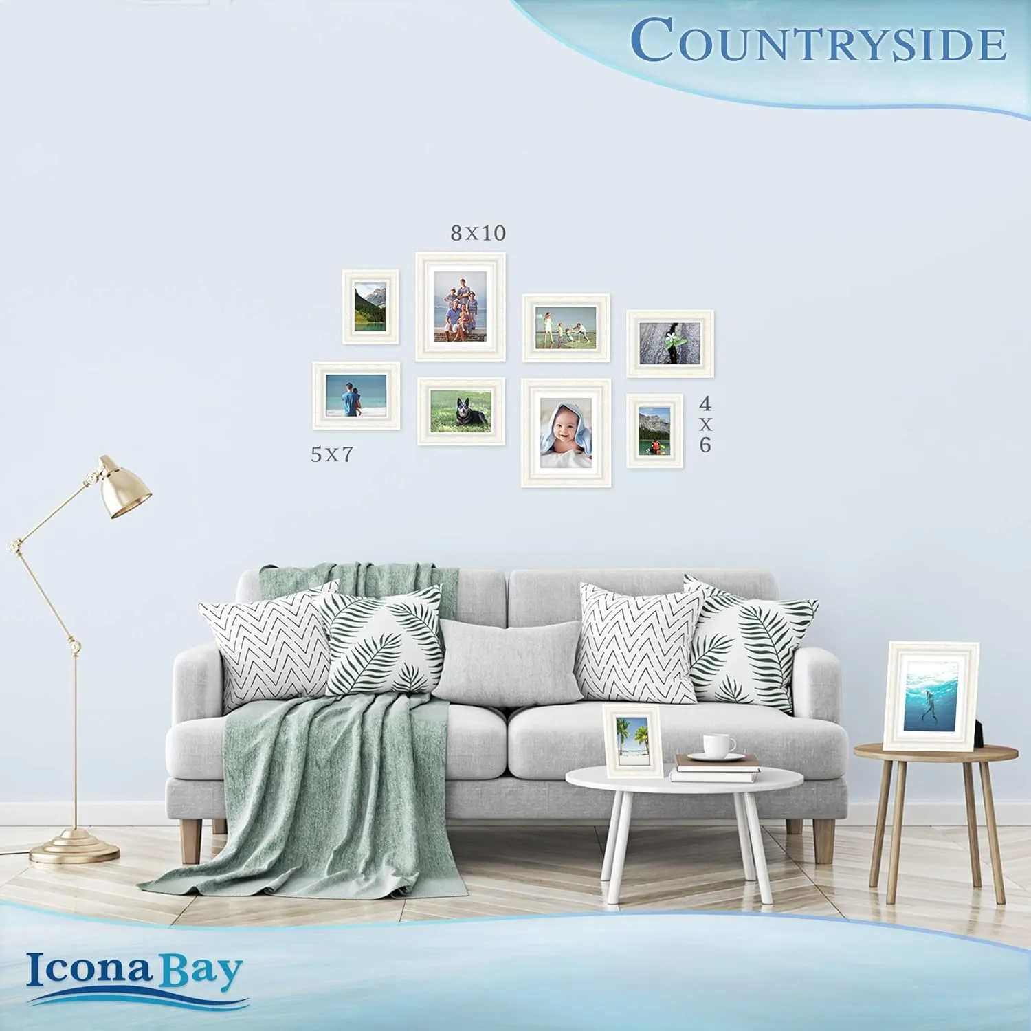 Icona Bay 8x10 Picture Frames with Mat (Alpine White, 6 Pack), French Country Style Picture Frame Set, Wall Mount or Table Top, Countryside Collection