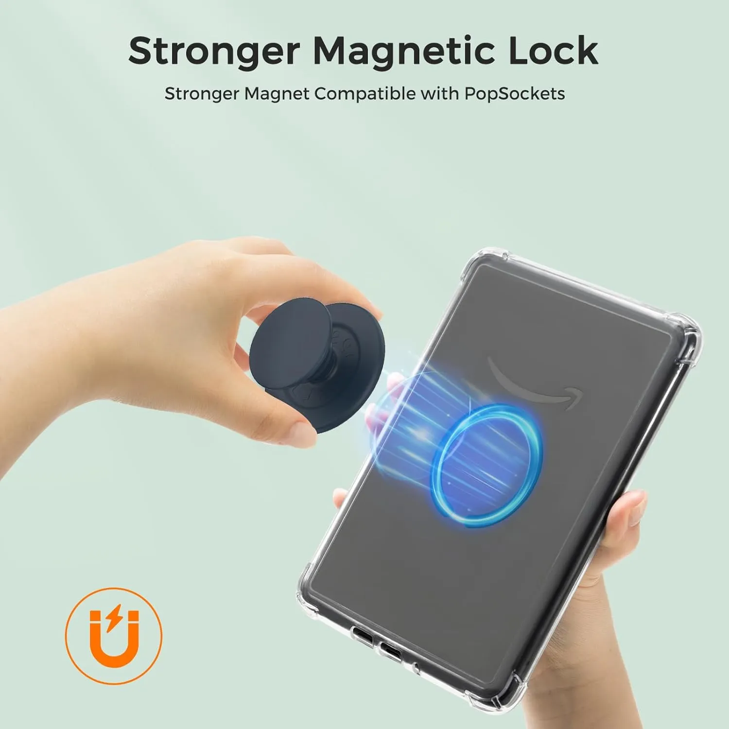 iDLEHANDS Magnetic Clear Case for 7" Kindle Paperwhite 12th Gen 2024 and Kindle Colorsoft - with AirBag Compatible with iPhone MagSafe, for Samsung/Belkin/Anker Wireless Charging Pads, Dgreen