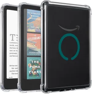 iDLEHANDS Magnetic Clear Case for 7" Kindle Paperwhite 12th Gen 2024 and Kindle Colorsoft - with AirBag Compatible with iPhone MagSafe, for Samsung/Belkin/Anker Wireless Charging Pads, Dgreen