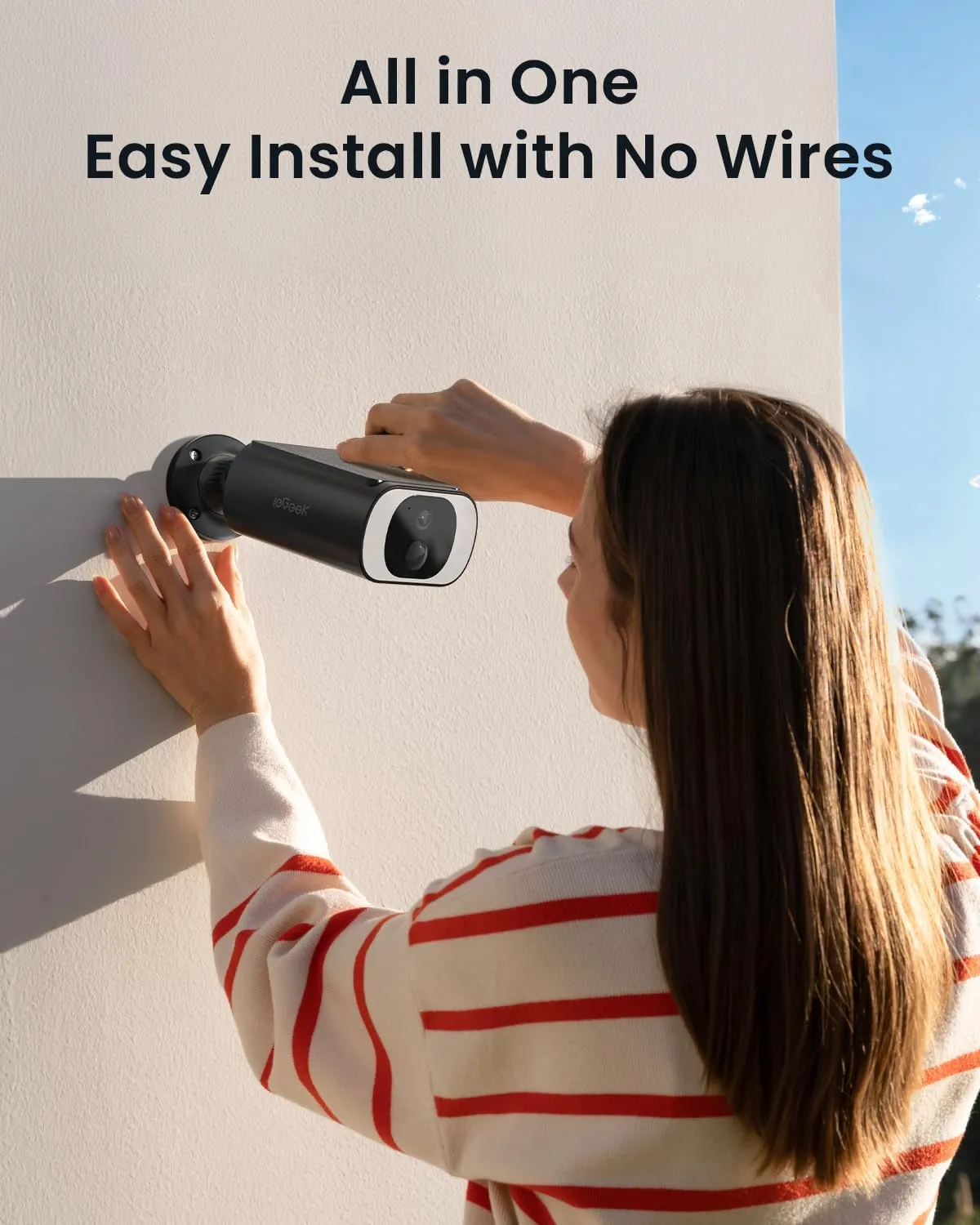 ieGeek S1 Solar Security Cameras Wireless Outdoor, 2K WiFi Battery Powered Home Surveillance Camera with Embedded Solar Panel, AI Motion Sensor, Smart Alarm, Color Night Vision, Cloud/SD,Works w/Alexa