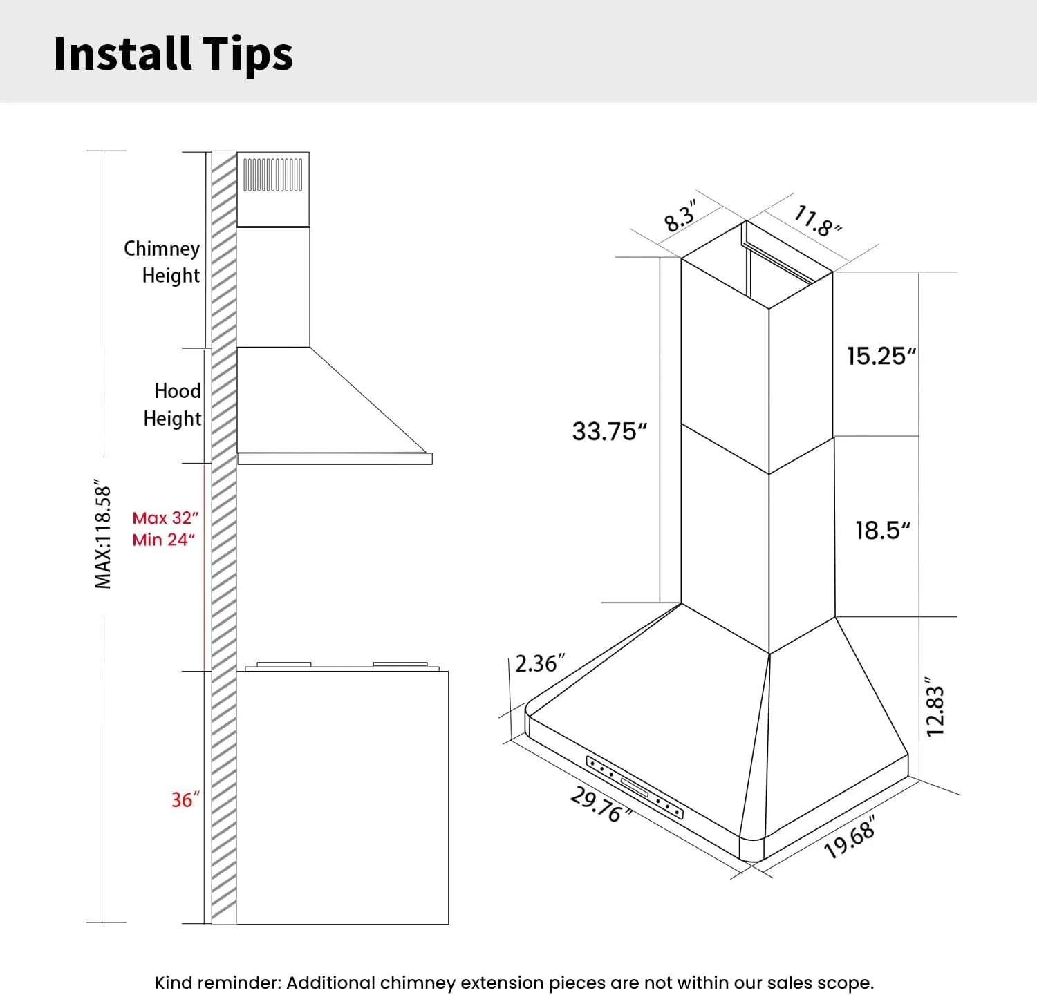 IKTCH 30-Inch Wall Mount Range Hood, 900 CFM, Stainless Steel, Gesture Sensing & Touch Control, 4-Speed Fan, Adjustable LED Lights, Ducted/Ductless Convertible