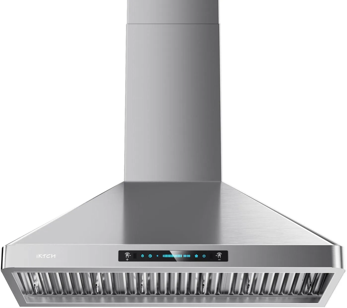 IKTCH 30-Inch Wall Mount Range Hood, 900 CFM, Stainless Steel, Gesture Sensing & Touch Control, 4-Speed Fan, Adjustable LED Lights, Ducted/Ductless Convertible