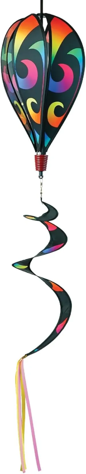 In the Breeze 0974 — Aurora 6-Panel Hot Air Balloon — Colorful Blended Rainbow Wind Spinner with Tail for Yards and Gardens…