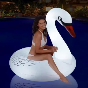 Inflatable Pool Floats, Solar Powered Large Swan Pool Float Adult, LED Color Changing Swan Floaties for The Pool, 42 Inch Lake Floats Adults for Outdoor Seaside, Lake, Pool