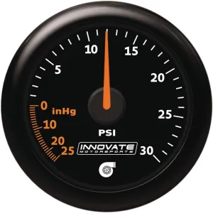 Innovate Motorsports Innovate MTX Analog 30 PSI Vacuum/Boost Gauge Kit - Black Faceplate