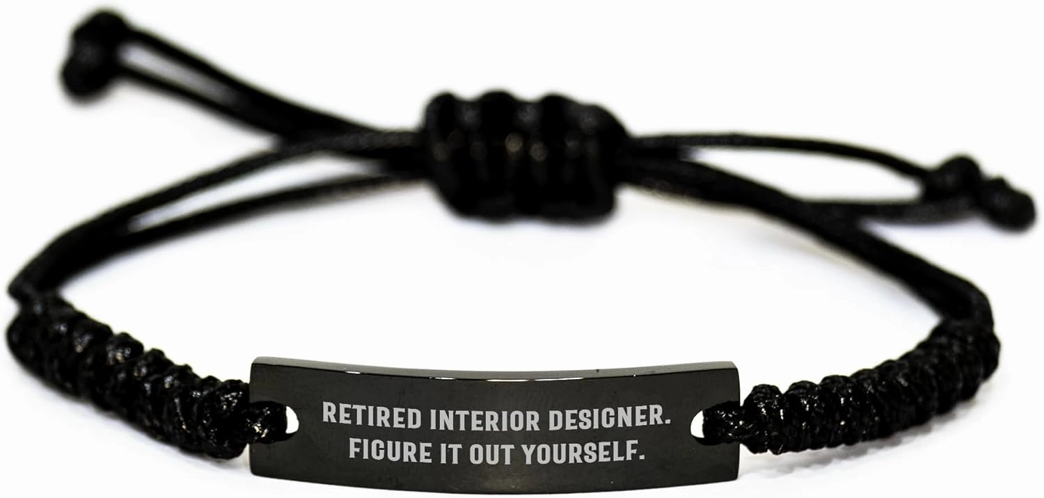 Interior Designer Gifts, Figure It Out Yourself, Black Rope Adjustable Bracelet for Men, Unique Father's Day Unique Gift from Friends, Family, Coworkers