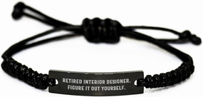 Interior Designer Gifts, Figure It Out Yourself, Black Rope Adjustable Bracelet for Men, Unique Father's Day Unique Gift from Friends, Family, Coworkers