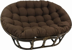 International Caravan Bali Rattan Double Papasan Chair with Twill Cushion Chocolate