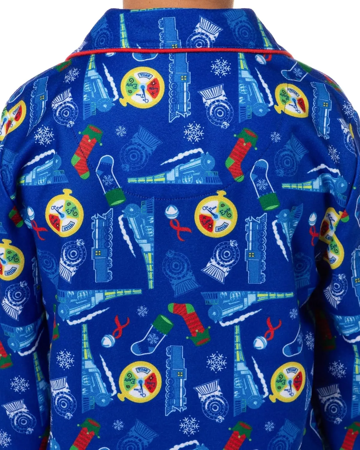 INTIMO The Polar Express Multiple Sizes Christmas Sleep Collared Button Down Long-Sleeve Pajama Set