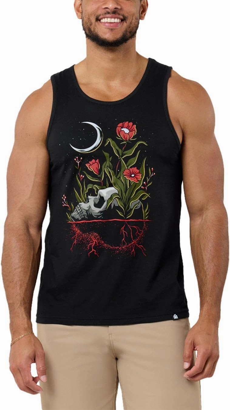 INTO THE AM Men's Graphic Tanks - Beach Summer Graphic Tank Tops for Guys S - 2XL