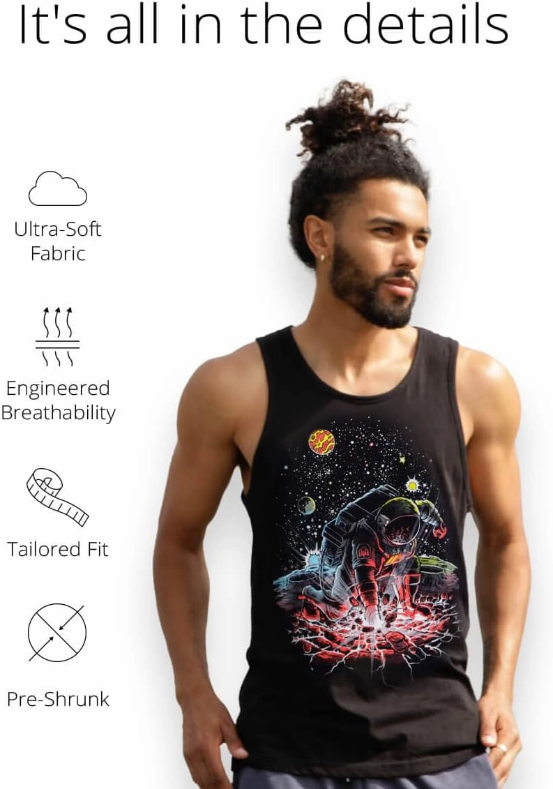 INTO THE AM Men's Graphic Tanks - Beach Summer Graphic Tank Tops for Guys S - 2XL