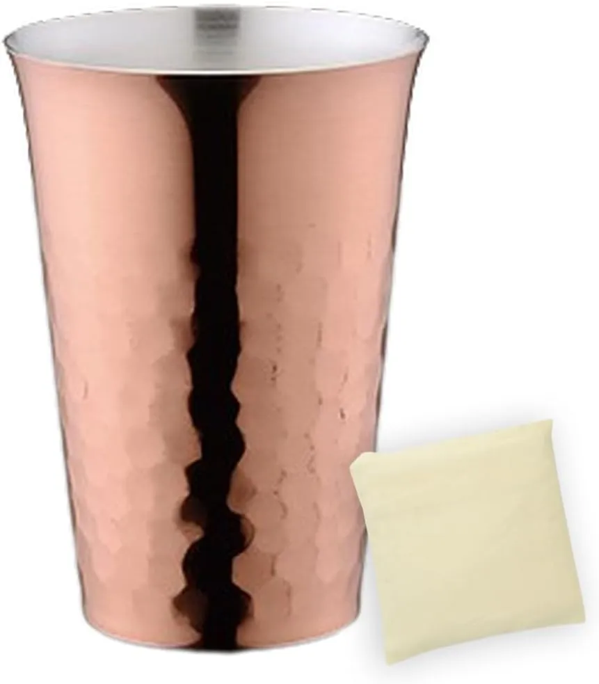 J-kitchens Japanese Sake Glass, Guinomi Straight Hammered, 3.5 fl oz (90 ml), Copper Mirror, 3.4 fl oz (90 ml), Made in Japan (Eco Bag, Vietnamese Set)