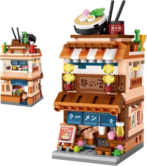Japanese Street View Ramen Shop, 412PCS Mini Building Blocks Model Mini Shop Bricks Set, Creative Thinking DIY Toy for Kids Boys Girls Age 6 (Ramen House)