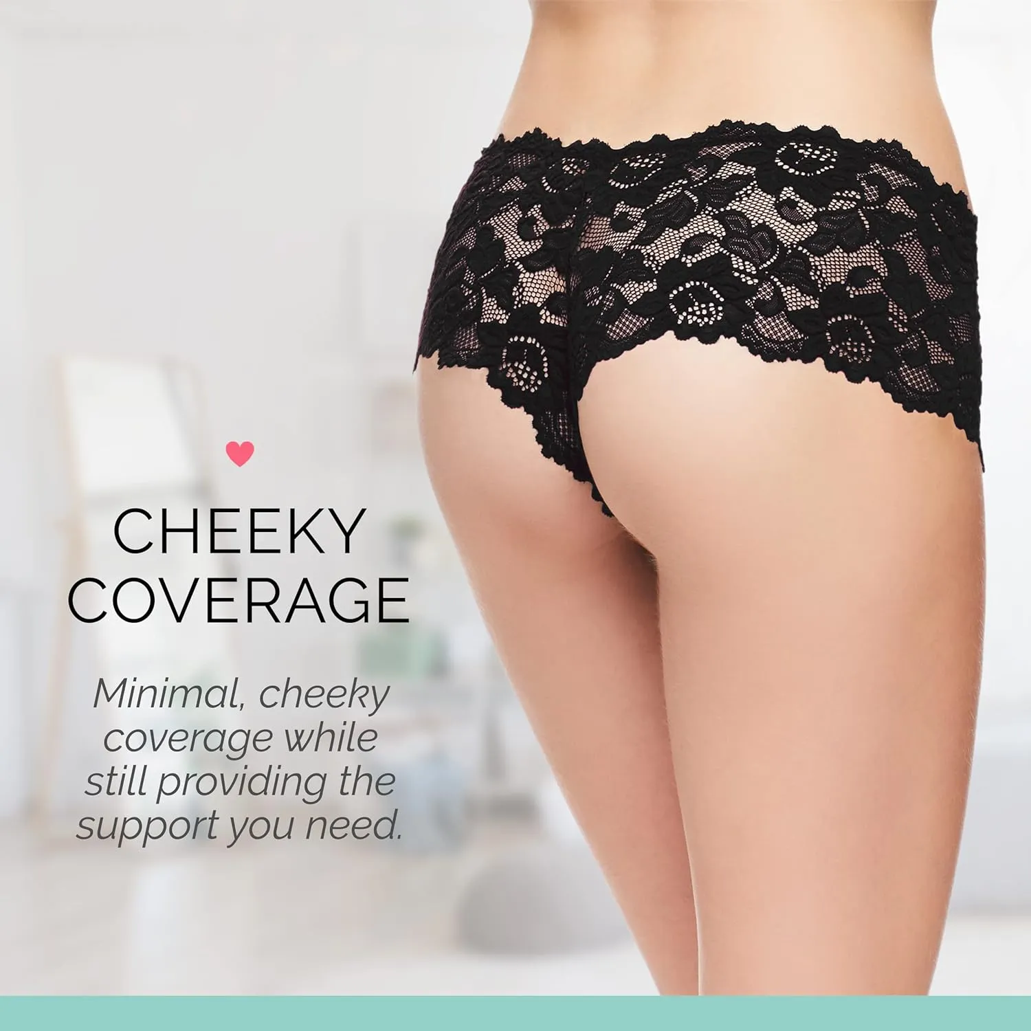JENNY JEN Zoe 3-Pack Lace Hipster Underwear for Women, Cheeky Stretch Bikini Panties Set