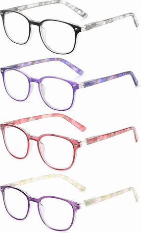 JM Reading Glasses Set of 4 Quality Spring Hinge Readers Men Women Glasses for Reading  2.5 Mix Color