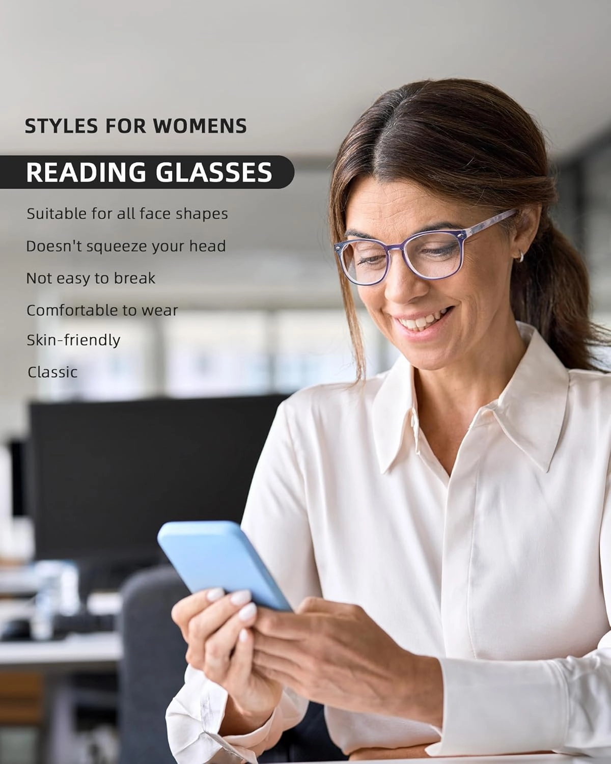 JM Reading Glasses Set of 4 Quality Spring Hinge Readers Men Women Glasses for Reading  2.5 Mix Color