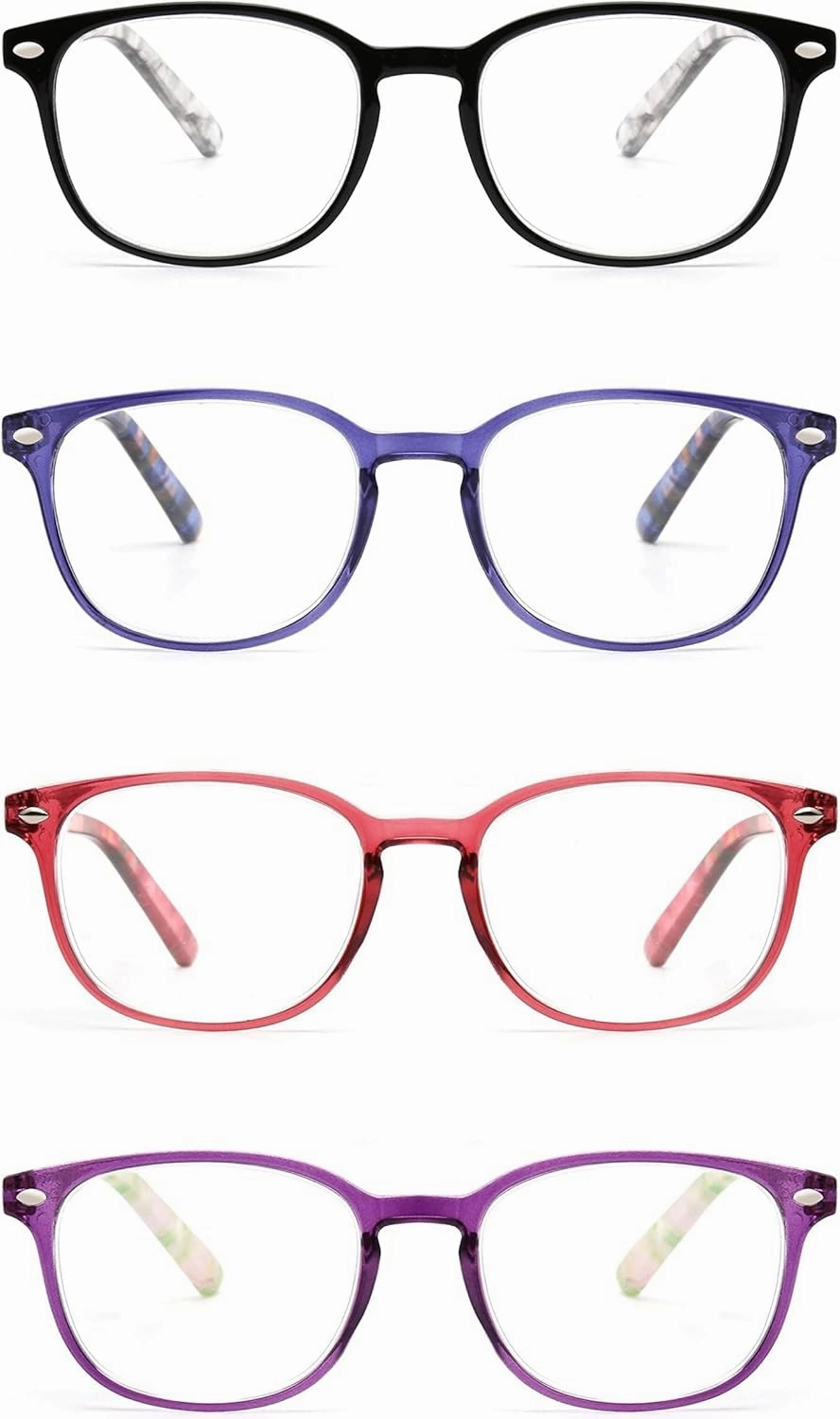 JM Reading Glasses Set of 4 Quality Spring Hinge Readers Men Women Glasses for Reading  2.5 Mix Color
