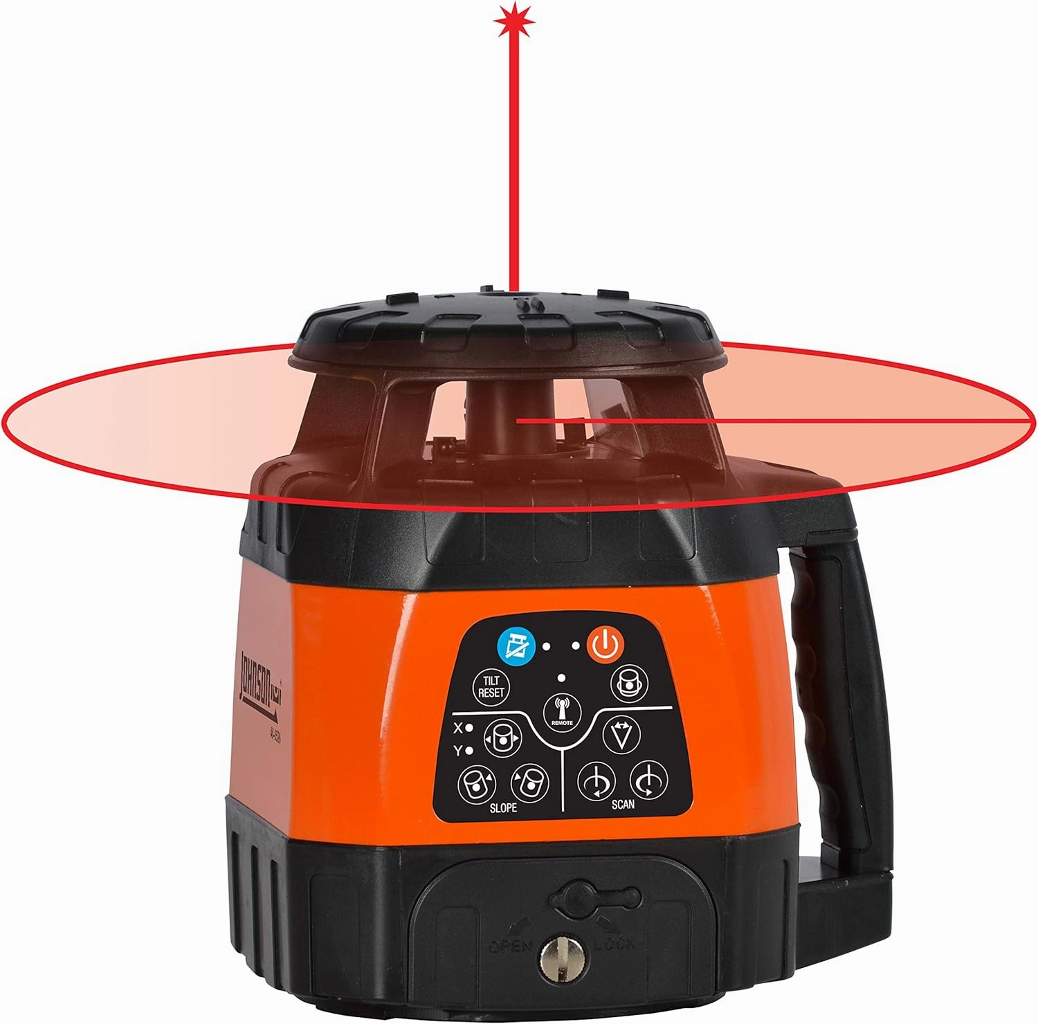 Johnson Level & Tool 99-028K Electronic Self-Leveling Dual Slope Horizontal/Vertical Rotary Laser System, Red, 1 Kit