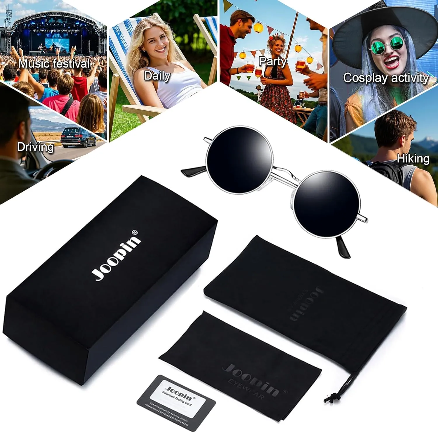 Joopin Hippie Round Sunglasses for Women Men Small Circle Sun Glasses Polarized UV400 Protection