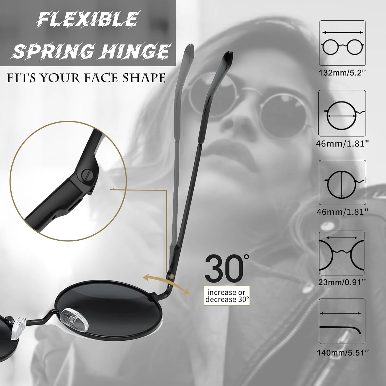 Joopin Hippie Round Sunglasses for Women Men Small Circle Sun Glasses Polarized UV400 Protection