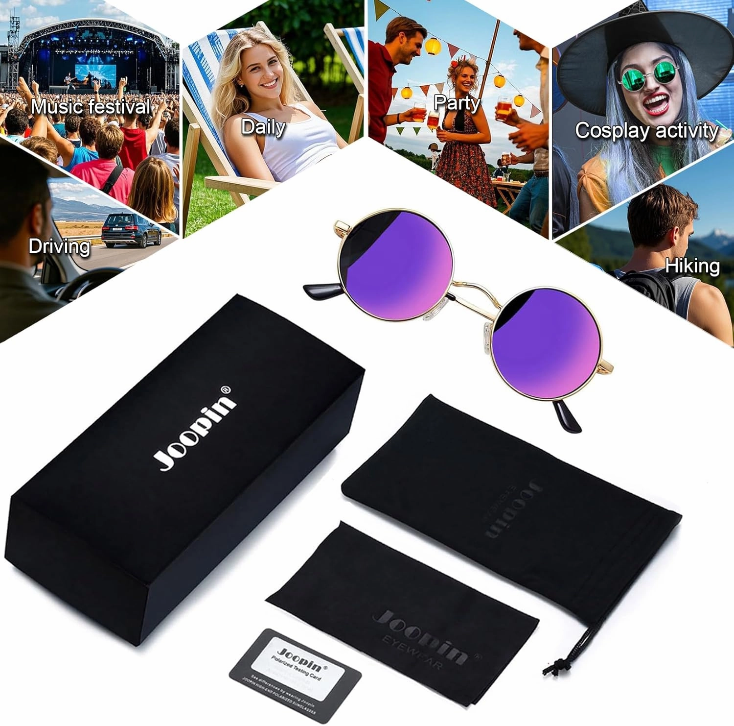 Joopin Hippie Round Sunglasses for Women Men Small Circle Sun Glasses Polarized UV400 Protection