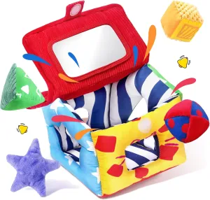 JoyCat Infant Toys 6-12 Months, Soft Shape Sorter Toy with 4 Fabric Shapes, Baby Learning Sensory Toy for 3 4 5 6 7 8 9 10 11 12-18 Months, Baby Shower Birthday Gift Boy Girl