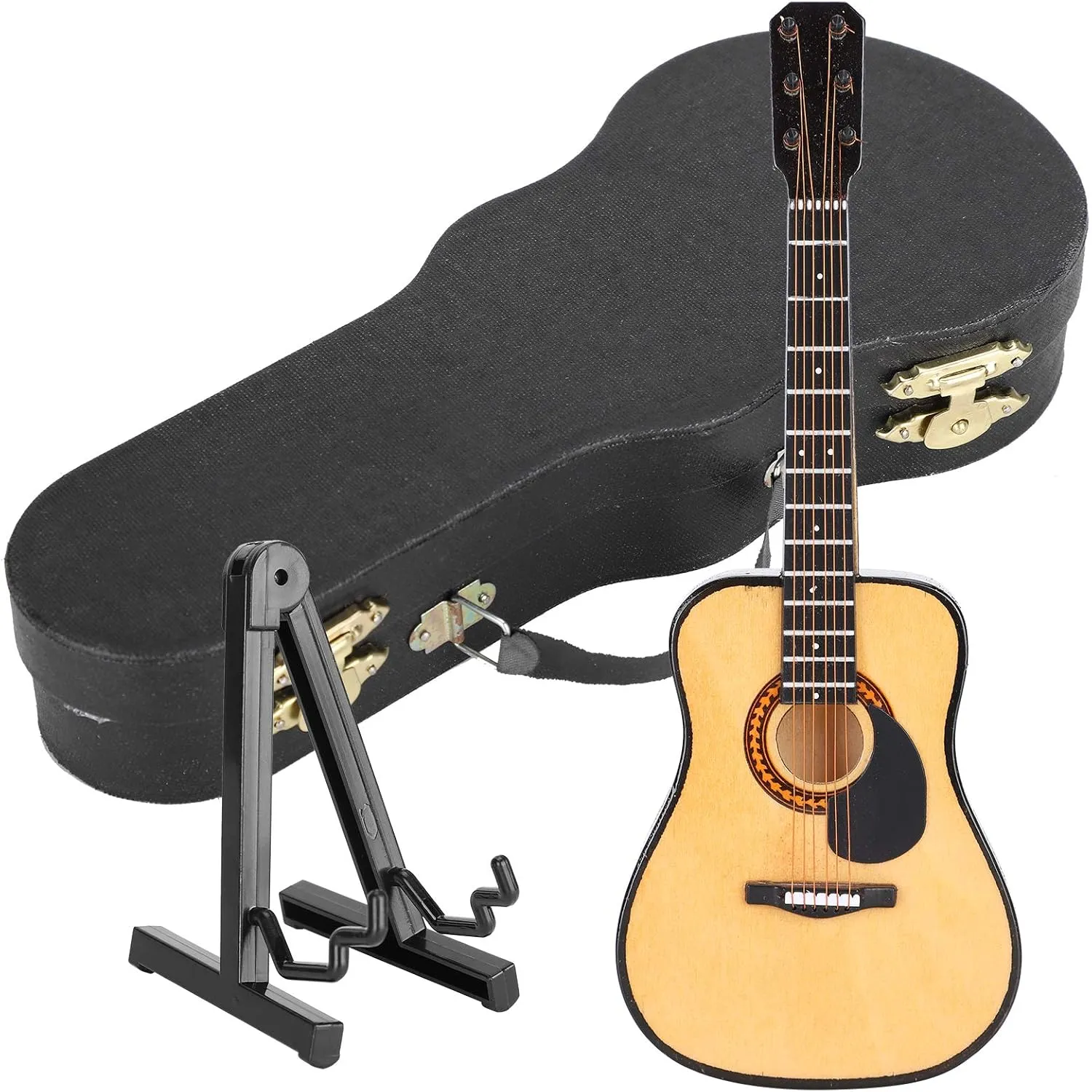 Joyzan Wooden Miniature Double Bass with Stand, Guitar Toy Mini Musical Instrument Collectible Dollhouse Model Home Electric Decoration Replica Furniture Tiny Classic Doll Case Craft Home Decor