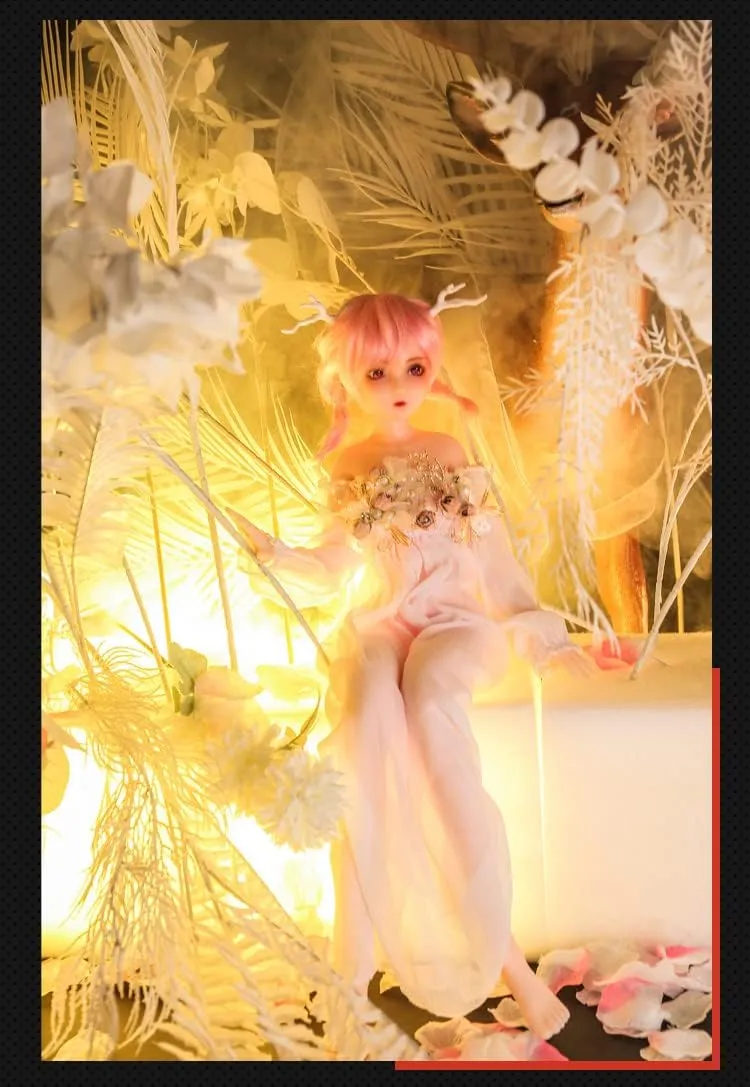 Junying/MOZU Yaoer-Elf 1/5 Female Seamless Action Figures Full Silicone Material, Jydoll 60cm Flexible Female Figure Dolls for Cosplay/Photography/Arts (Wig)