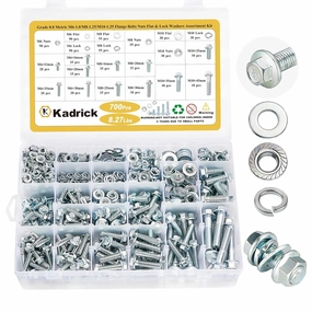 Kadrick 700Pcs Grade 8.8 Metric Bolt Assortment, M6 M8 M10 Flange Hex Heavy Duty Bolts and Nuts Kit,M6 x1.0 M8 x1.25 M10-1.25 (12mm to 45mm),Eco-Friendly Zinc Plated