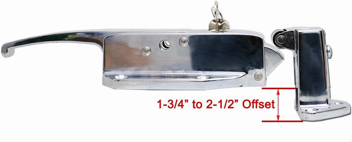 Kason K58C Series Walk-In Safety Chrome Latch Complete Set with Key (Select Offset from Flush to 2-1/2") (Offset - 1-3/4" to 2-1/2")