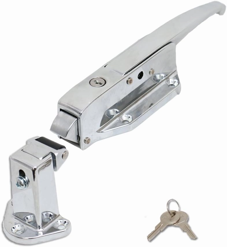 Kason K58C Series Walk-In Safety Chrome Latch Complete Set with Key (Select Offset from Flush to 2-1/2") (Offset - 1-3/4" to 2-1/2")