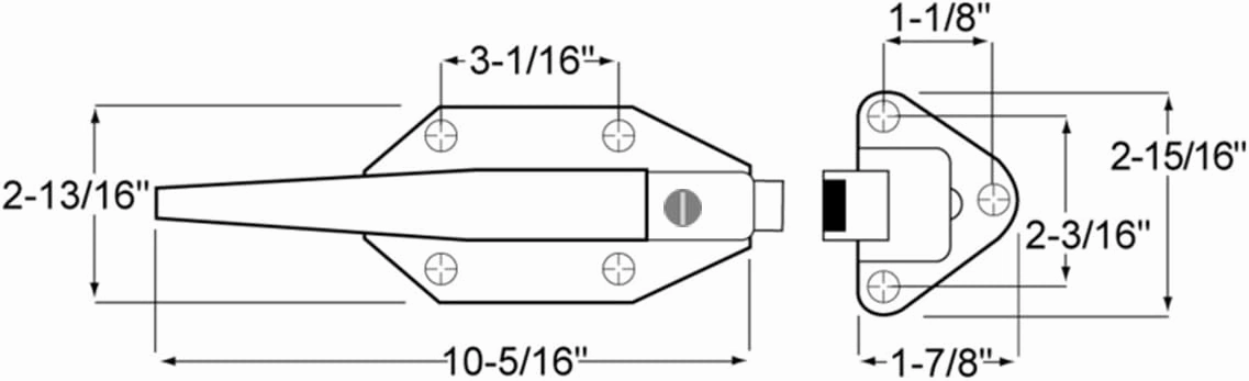 Kason K58C Series Walk-In Safety Chrome Latch Complete Set with Key (Select Offset from Flush to 2-1/2") (Offset - 1-3/4" to 2-1/2")