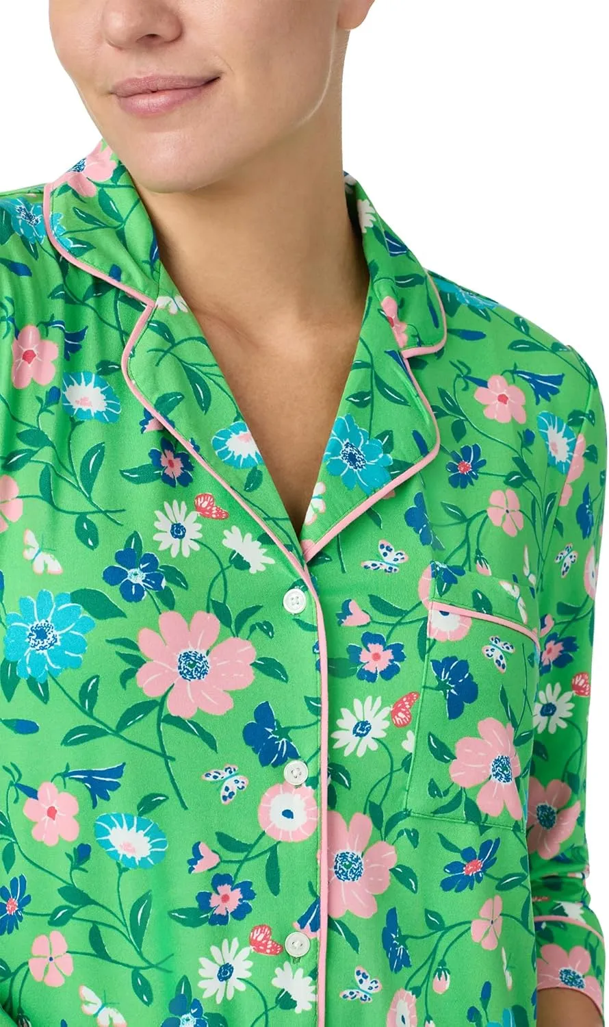 kate spade new york Women’s Pajama Set, 2-Piece Notch Collar 3/4 Sleeve Top & Full Length Pants