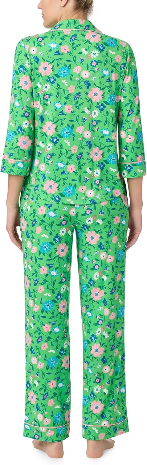 kate spade new york Women’s Pajama Set, 2-Piece Notch Collar 3/4 Sleeve Top & Full Length Pants