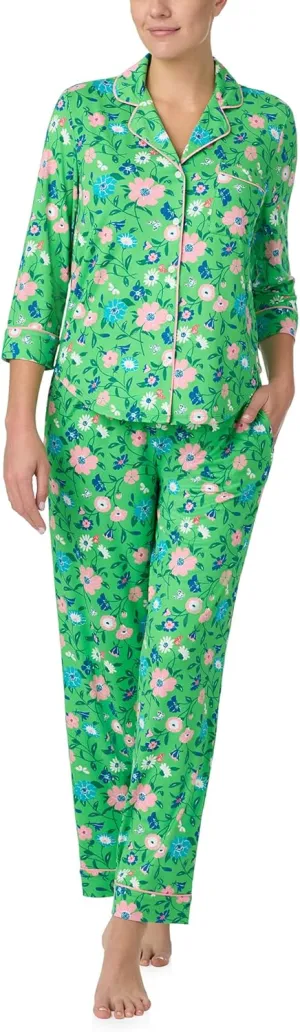kate spade new york Women’s Pajama Set, 2-Piece Notch Collar 3/4 Sleeve Top & Full Length Pants