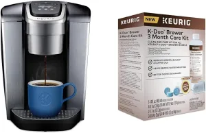 Keurig K-Elite Single-Serve K-Cup Pod Coffee Maker, Brushed Silver & K-Duo 3 Month Care Brewer Maintenance Kit