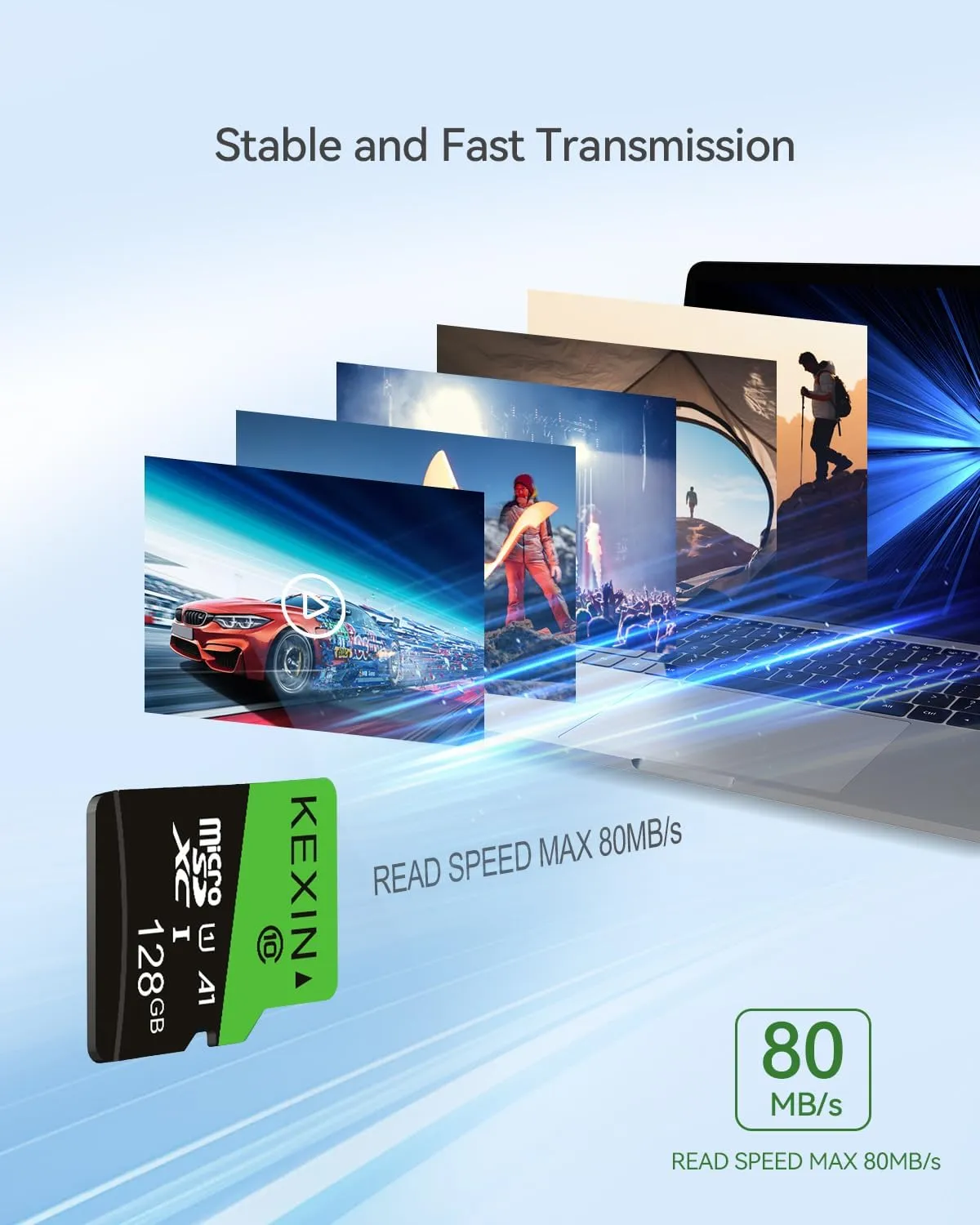 KEXIN 128GB Micro SD Card 5 Pack with SD Adapter microSDXC Memory Card UHS-I C10 U1 Micro SD Card Full HD High Speed TF Card for Tablet Action Camera Dash Cam Drone Game Console, 128 G 5 Pack