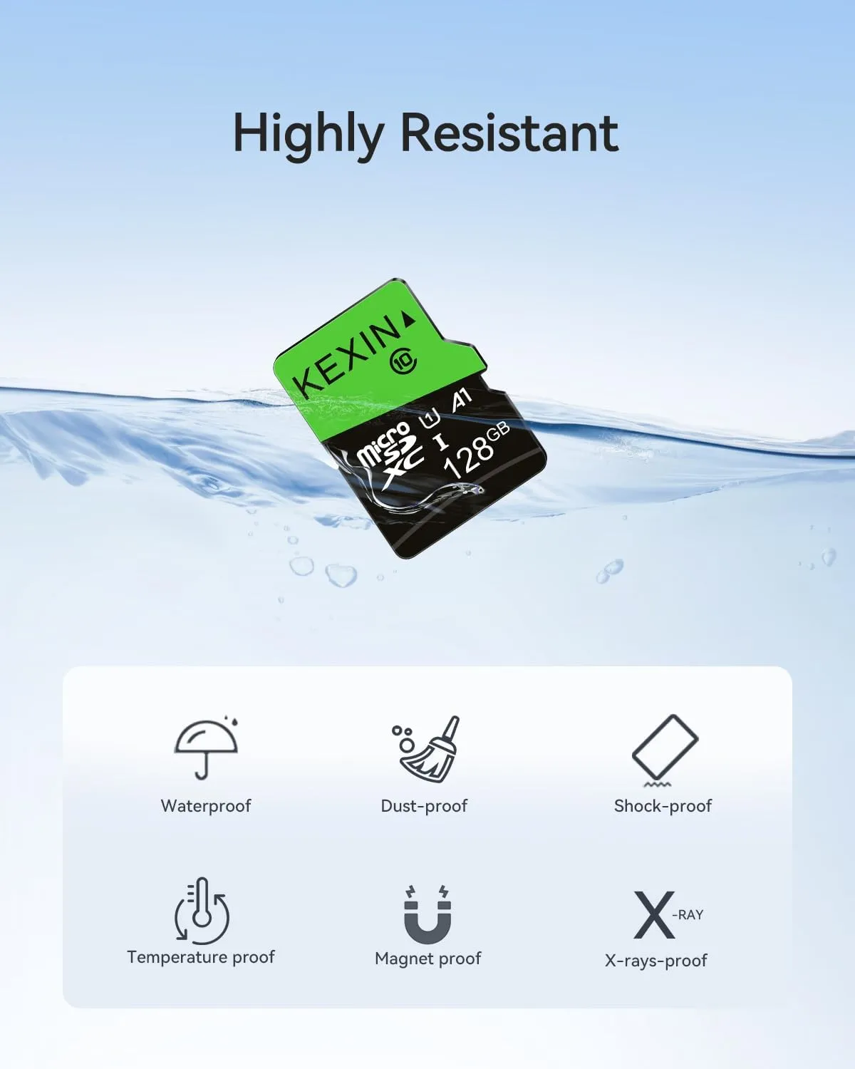 KEXIN 128GB Micro SD Card 5 Pack with SD Adapter microSDXC Memory Card UHS-I C10 U1 Micro SD Card Full HD High Speed TF Card for Tablet Action Camera Dash Cam Drone Game Console, 128 G 5 Pack