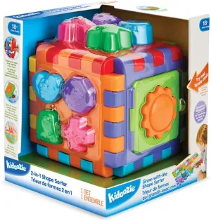 Kidoozie Grow-with-Me Shape Sorter, 2-in-1 Playmat and Cube with 20 Sorting Shapes for Toddlers 18M 