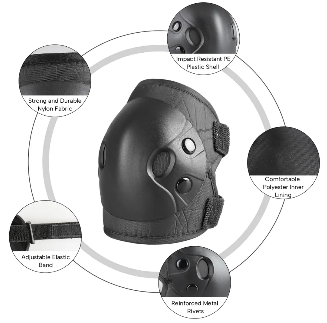 Kids and Youth Knee Elbow Wrist Guards Protective Gear Set for Skateboarding, Roller Skating, Inline Skating, Scooter Riding, BMX Biking (Black, Small)