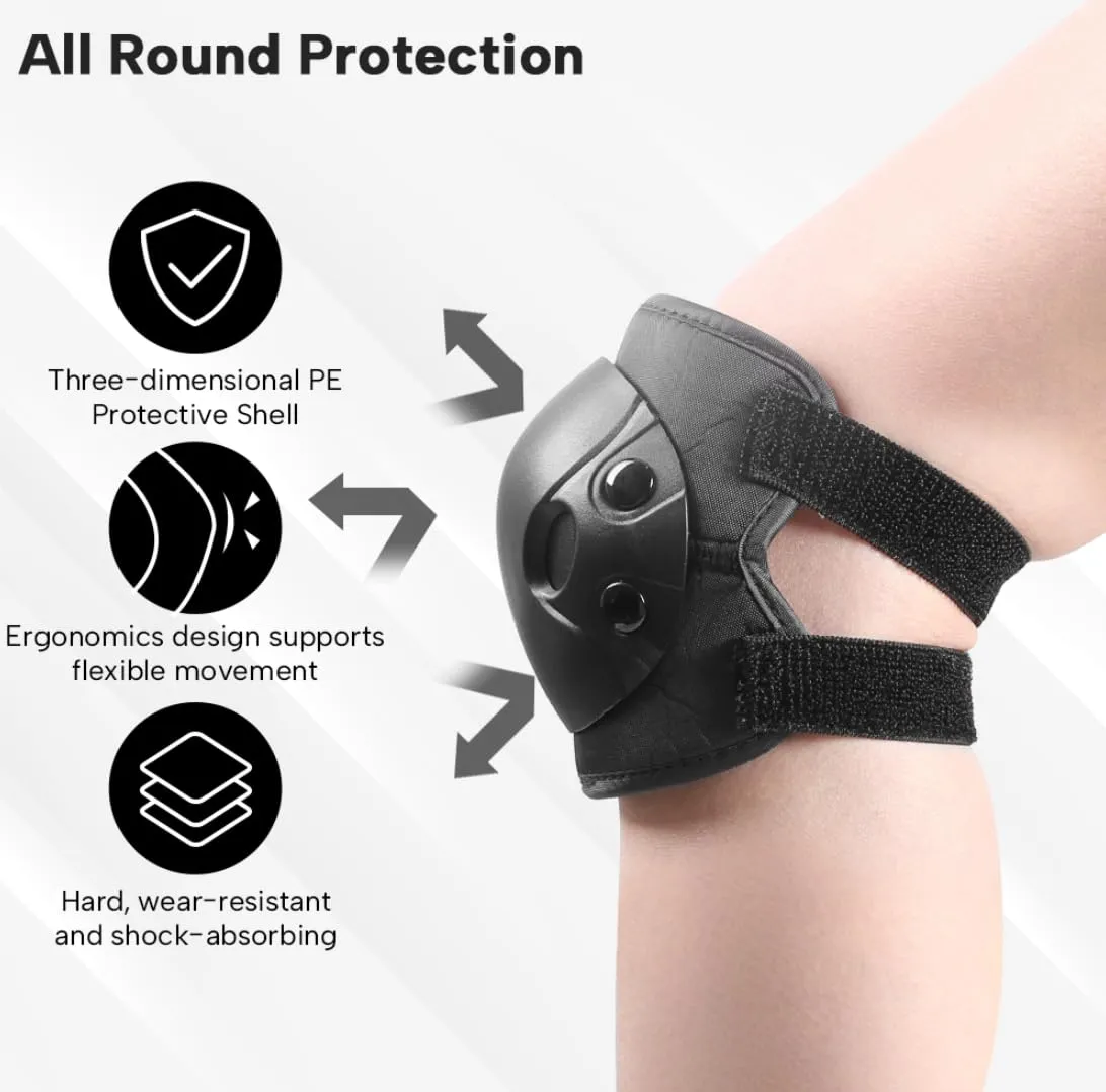 Kids and Youth Knee Elbow Wrist Guards Protective Gear Set for Skateboarding, Roller Skating, Inline Skating, Scooter Riding, BMX Biking (Black, Small)