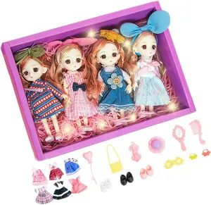 Kids Dollhouse Play Set Including Princess Figures, 15cm/5.91inch Dolls Collection , 4 Pieces