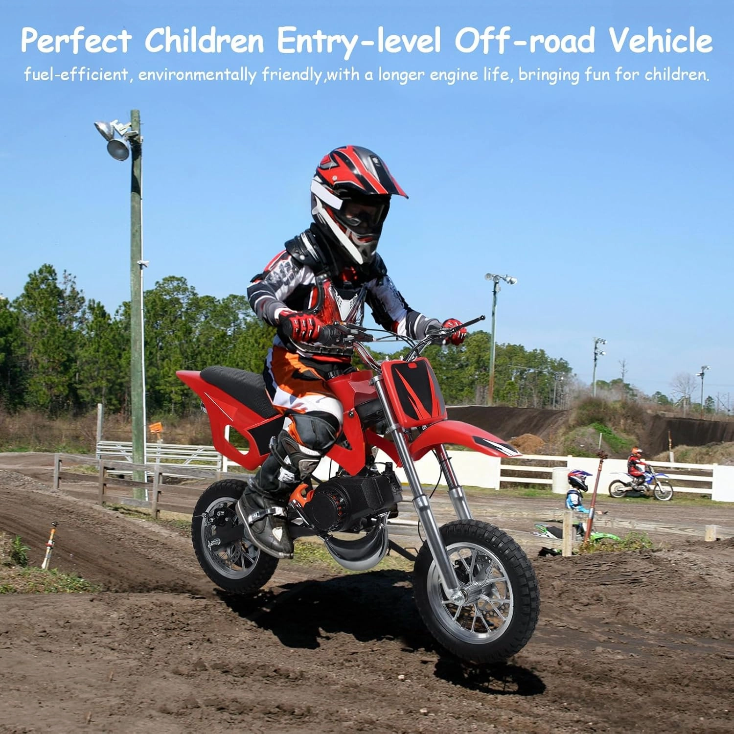 Kids Motorcycle Dirt Bike, 49cc 2-Stroke Gas Powered Off-Road Youth Trail Bike, Disc Brakes, Spring Suspension, Pull Start, Pocket Motorbike for Boys and Girls, 25 MPH Max Speed