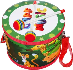 Kisangel Drum with Drumsticks Creative Educational Musical Instrument for Boys and Engaging Percussion with Double Sided Cartoon Design Great Birthday Present